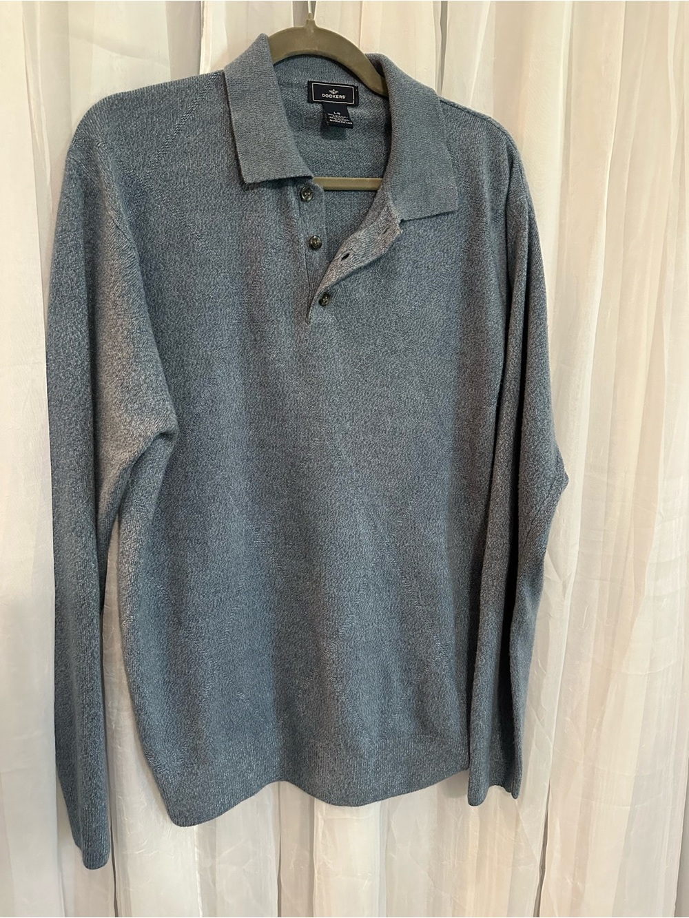 Dockers Bluish Gray Knit Polo Sweater